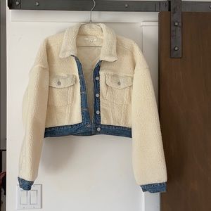 pacsun cropped sherpa/ jean jacket